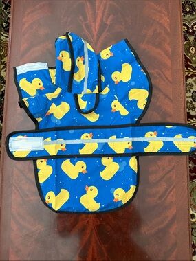 Dog’s Waterproof Duck Print Rain Coat- Blue & Yellow
